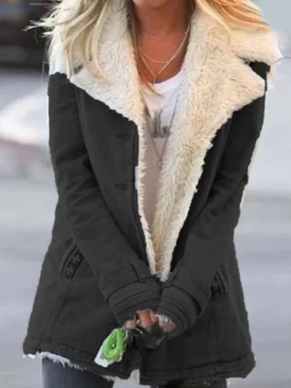 Chaqueta larga para mujer | Cuello de borreguito