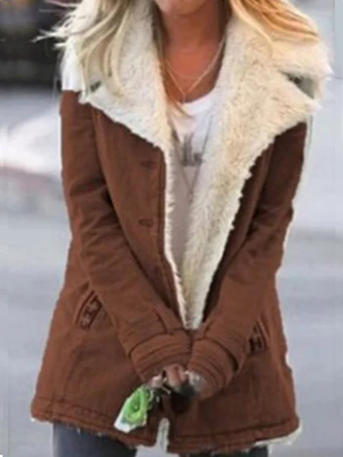 Chaqueta larga para mujer | Cuello de borreguito