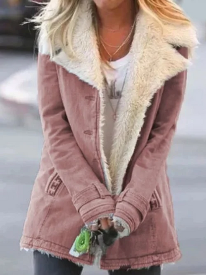 Chaqueta larga para mujer | Cuello de borreguito
