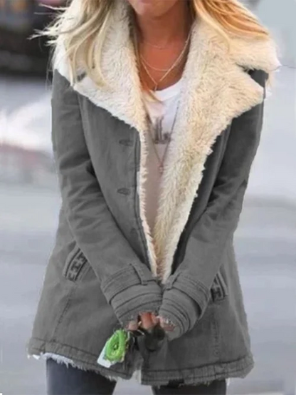 Chaqueta larga para mujer | Cuello de borreguito