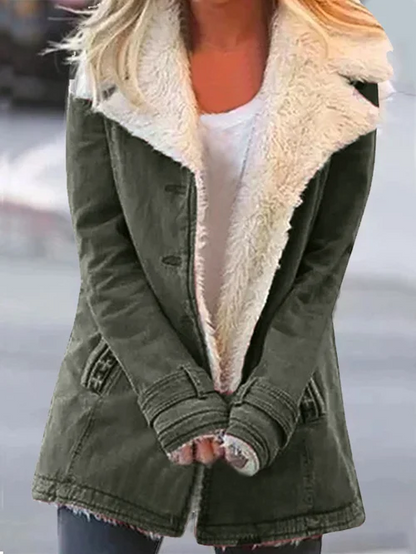 Chaqueta larga para mujer | Cuello de borreguito