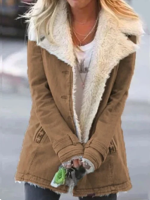 Chaqueta larga para mujer | Cuello de borreguito