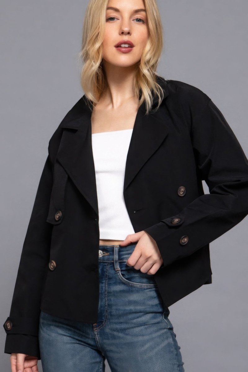 Elegante Chaqueta Trench Corta de Doble Botonadura - Carmen Modas - Coats & Jackets