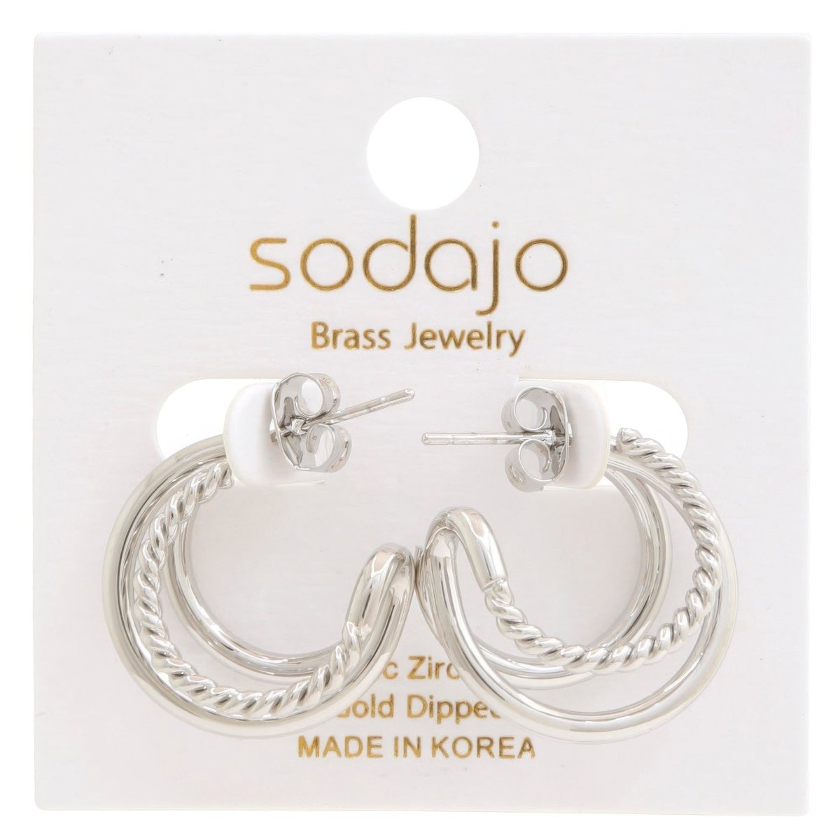 Elegantes Aretes Doble Aro en Oro y Rodio: Toque de Sofisticación - Carmen Modas - Jewelry