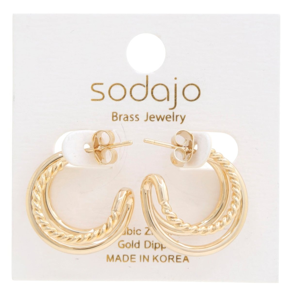 Elegantes Aretes Doble Aro en Oro y Rodio: Toque de Sofisticación - Carmen Modas - Jewelry