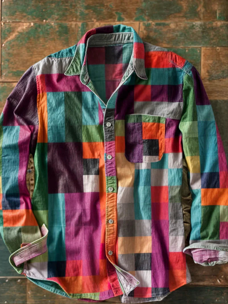 Camisa de Hombre con Patchwork | Corte Casual