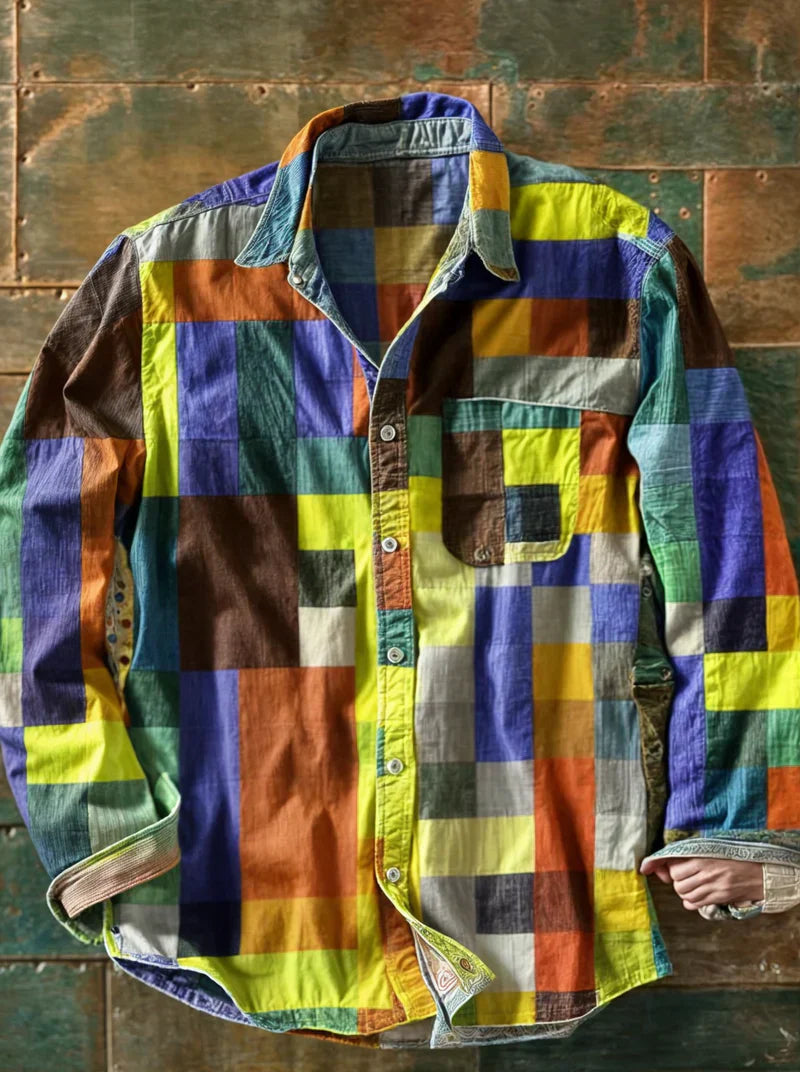 Camisa de Hombre con Patchwork | Corte Casual