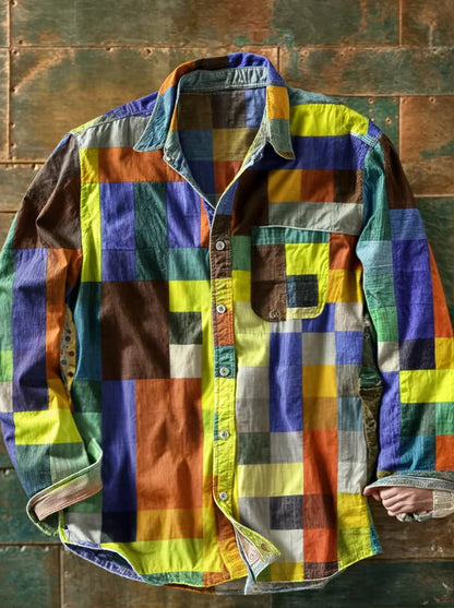 Camisa de Hombre con Patchwork | Corte Casual