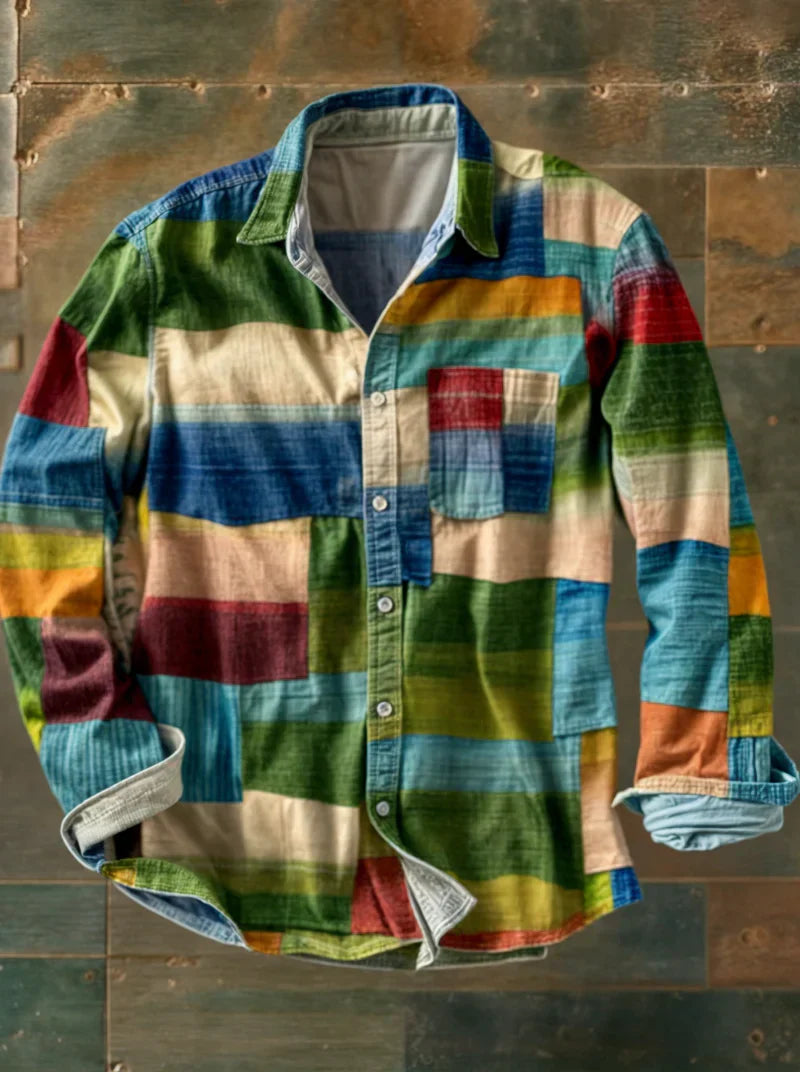 Camisa de Hombre con Patchwork | Corte Casual