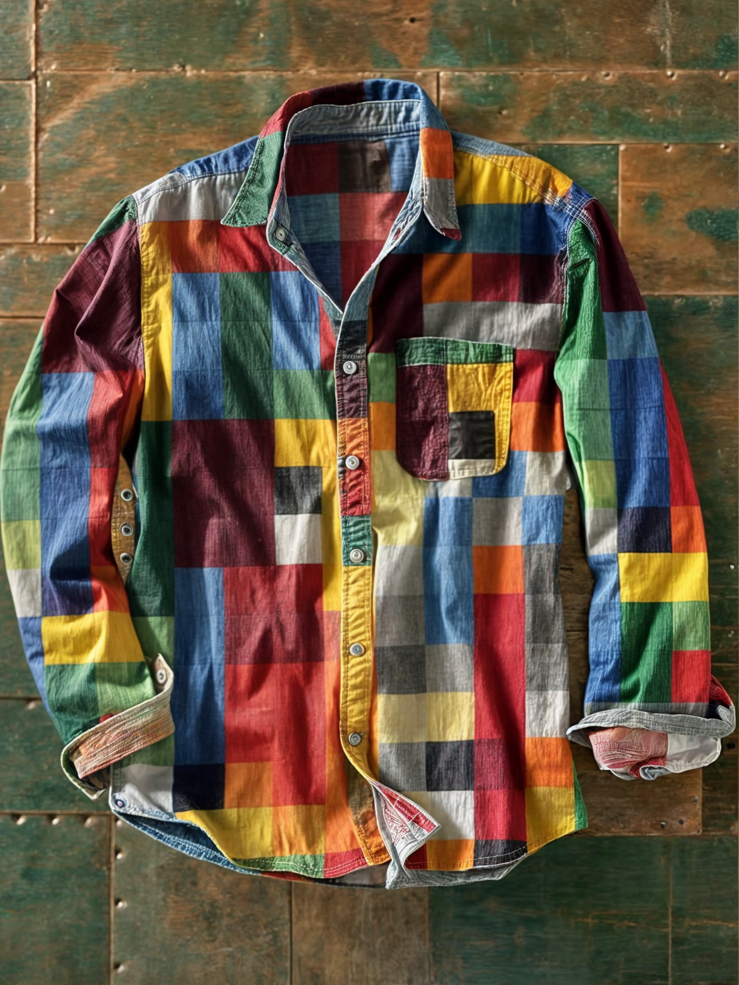 Camisa de Hombre con Patchwork | Corte Casual
