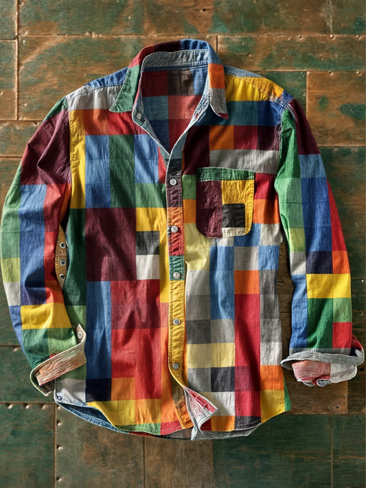 Camisa de Hombre con Patchwork | Corte Casual