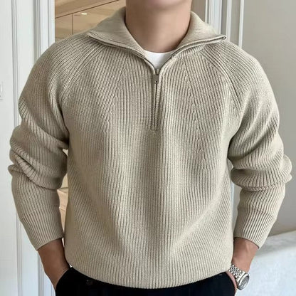 Suéter de Hombre con Media Cremallera Acanalada | Casual