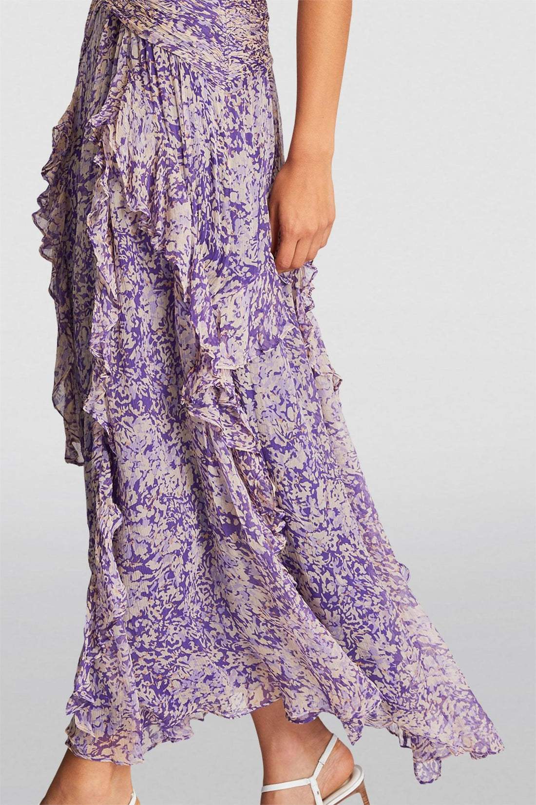 Vestido maxi de encaje con capas de mujer | morado
