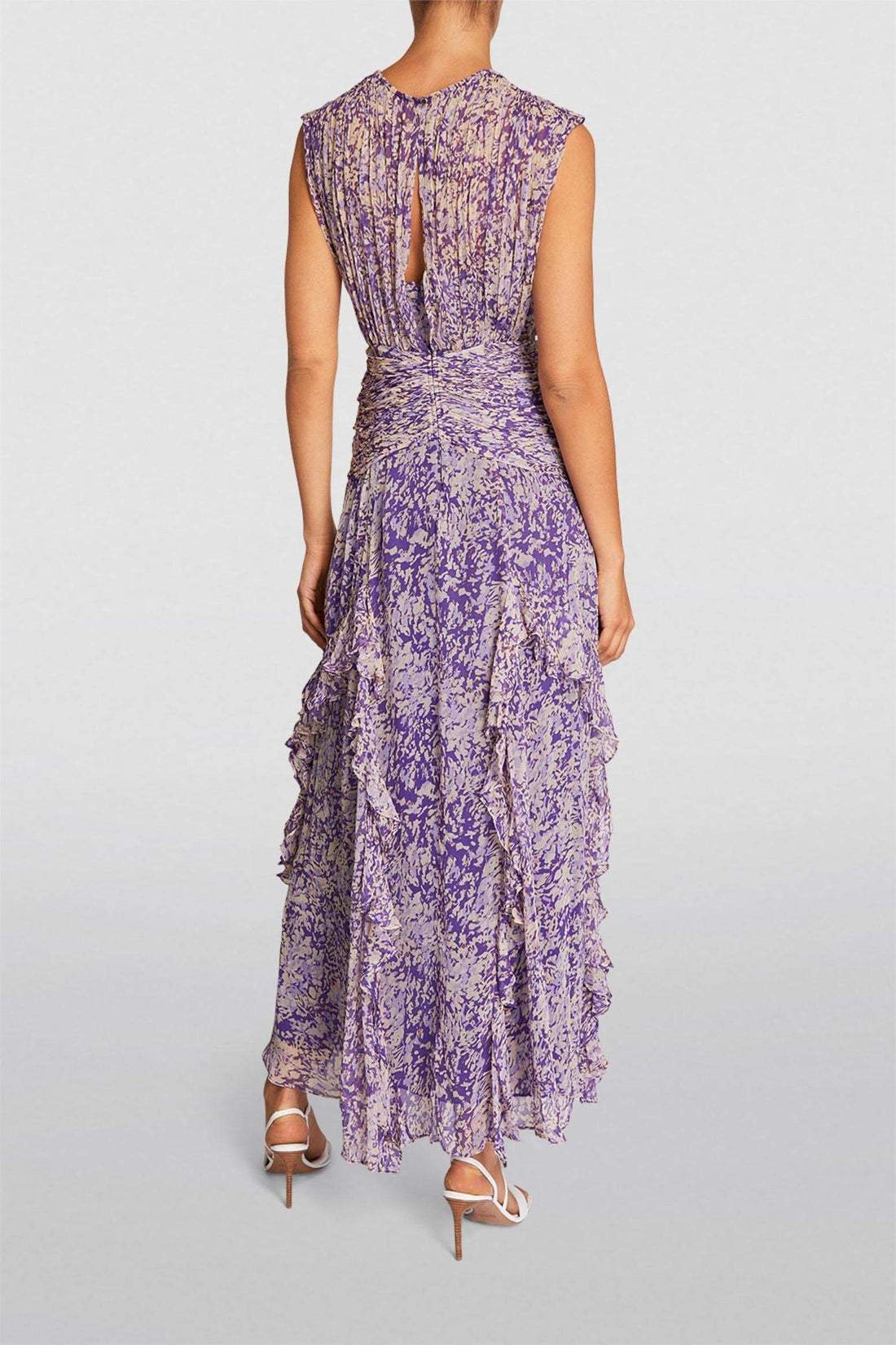 Vestido maxi de encaje con capas de mujer | morado