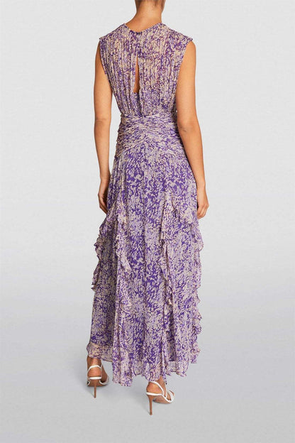 Vestido maxi de encaje con capas de mujer | morado