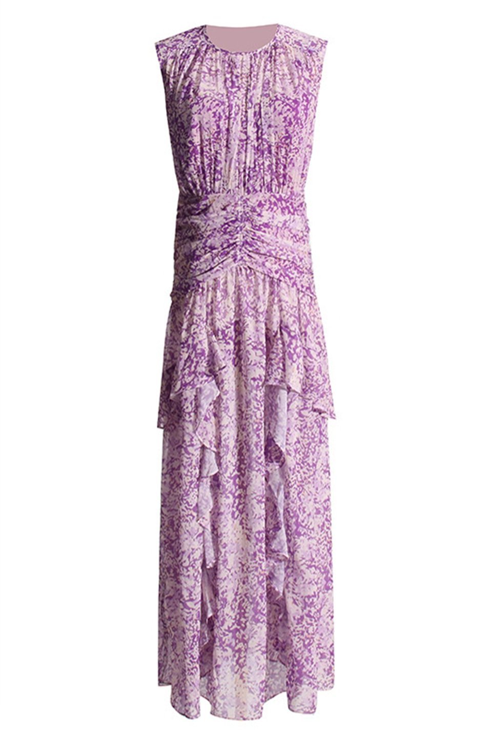 Vestido maxi de encaje con capas de mujer | morado