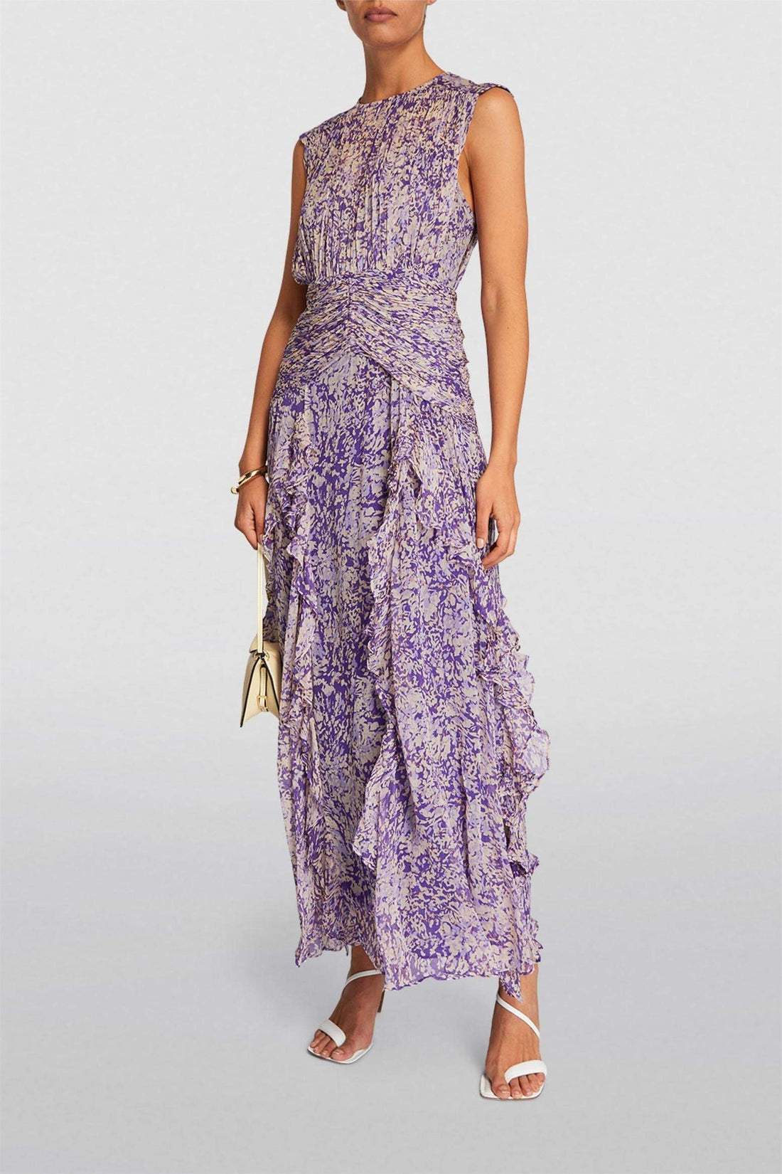 Vestido maxi de encaje con capas de mujer | morado