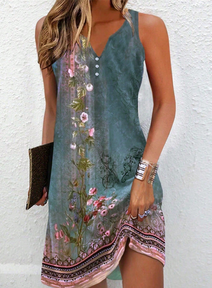 Vestido mini sin mangas de mujer | estampado