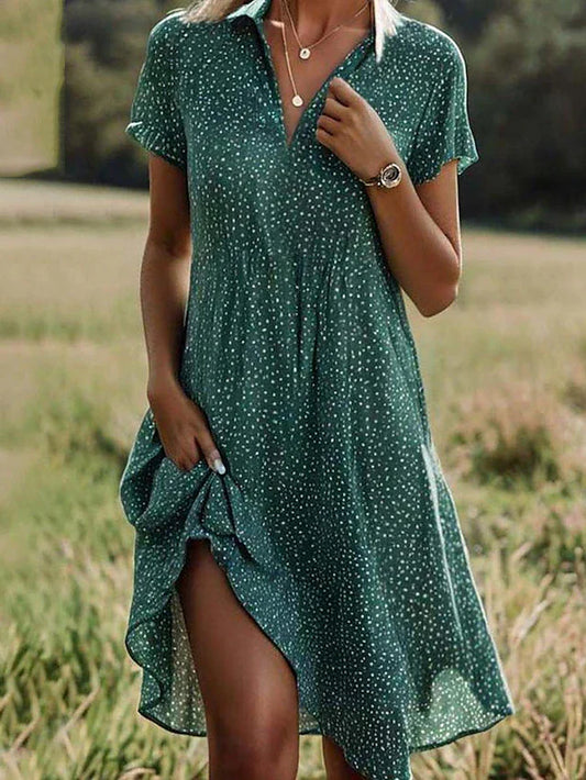 Vestido camisero de manga corta de mujer | midi