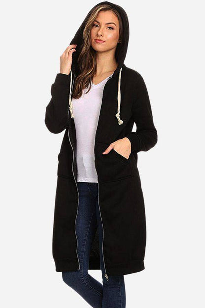 Sudadera con Capucha Larga de Mujer | Cremallera Frontal