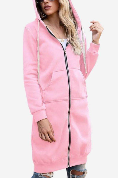 Sudadera con Capucha Larga de Mujer | Cremallera Frontal
