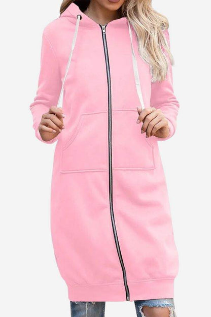 Sudadera con Capucha Larga de Mujer | Cremallera Frontal