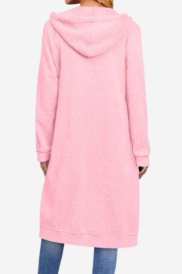 Sudadera con Capucha Larga de Mujer | Cremallera Frontal