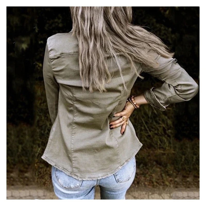 Sobrecamisa Casual de Mujer | Bolsillo en el Pecho