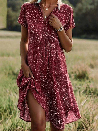 Vestido camisero de manga corta de mujer | midi