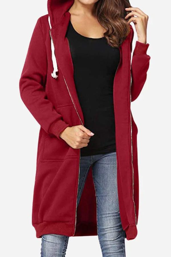 Sudadera con Capucha Larga de Mujer | Cremallera Frontal