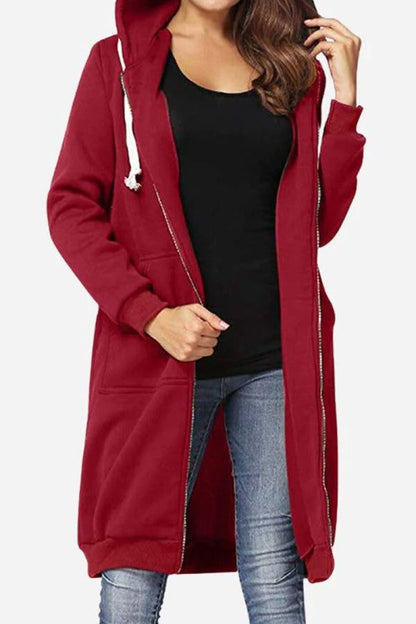 Sudadera con Capucha Larga de Mujer | Cremallera Frontal