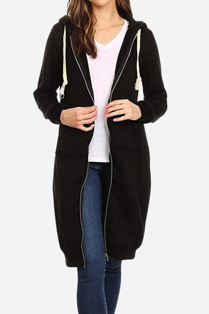 Sudadera con Capucha Larga de Mujer | Cremallera Frontal
