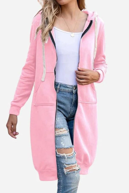 Sudadera con Capucha Larga de Mujer | Cremallera Frontal