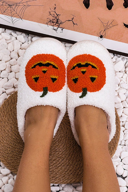 Pantuflas felpa calabaza Halloween invierno para casa - Carmen Modas - Slides Shoes + Flip Flops