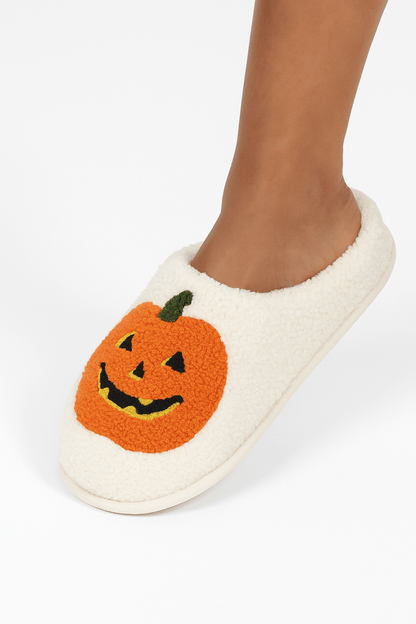 Pantuflas felpa calabaza Halloween invierno para casa - Carmen Modas - Slides Shoes + Flip Flops
