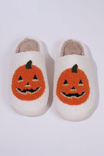 Pantuflas felpa calabaza Halloween invierno para casa - Carmen Modas - Slides Shoes + Flip Flops