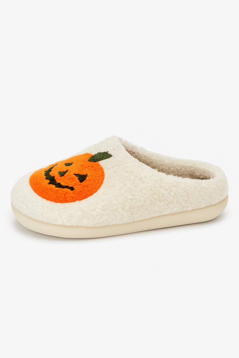 Pantuflas felpa calabaza Halloween invierno para casa - Carmen Modas - Slides Shoes + Flip Flops