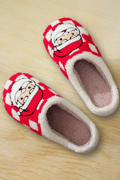 Pantuflas navideñas cuadros Santa Claus peluche invierno - Carmen Modas - Slides Shoes + Flip Flops