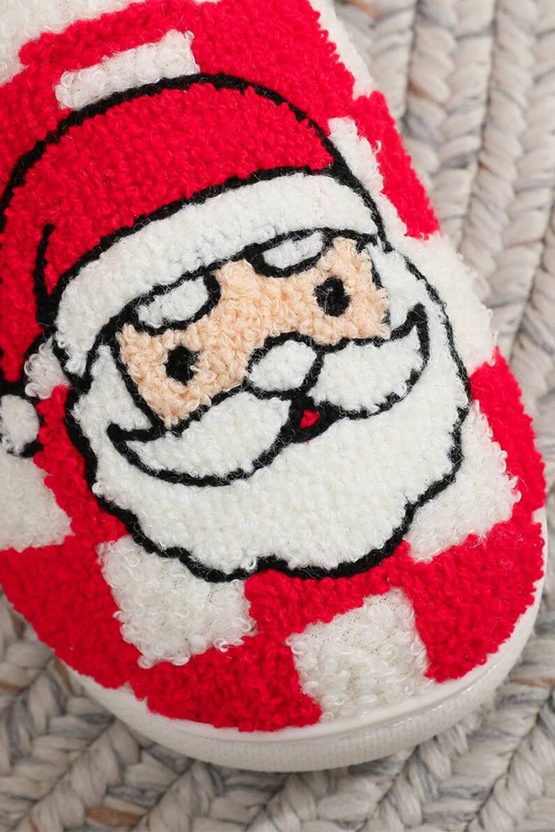 Pantuflas navideñas cuadros Santa Claus peluche invierno - Carmen Modas - Slides Shoes + Flip Flops
