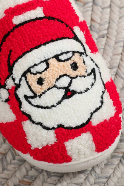 Pantuflas navideñas cuadros Santa Claus peluche invierno - Carmen Modas - Slides Shoes + Flip Flops