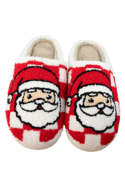 Pantuflas navideñas cuadros Santa Claus peluche invierno - Carmen Modas - Slides Shoes + Flip Flops