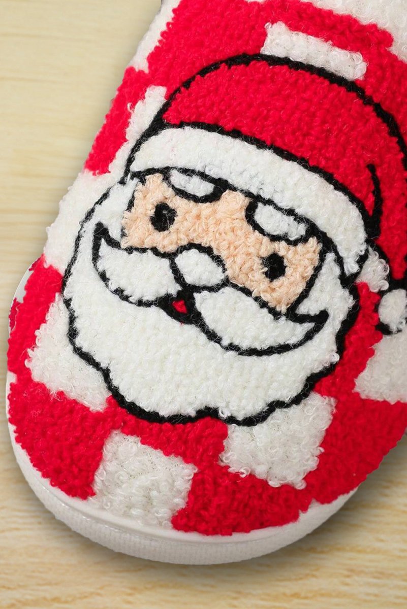 Pantuflas navideñas cuadros Santa Claus peluche invierno - Carmen Modas - Slides Shoes + Flip Flops