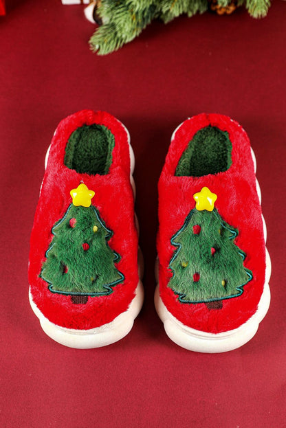 Pantuflas navideñas gruesas suela felpa interior árbol - Carmen Modas - Slides Shoes + Flip Flops