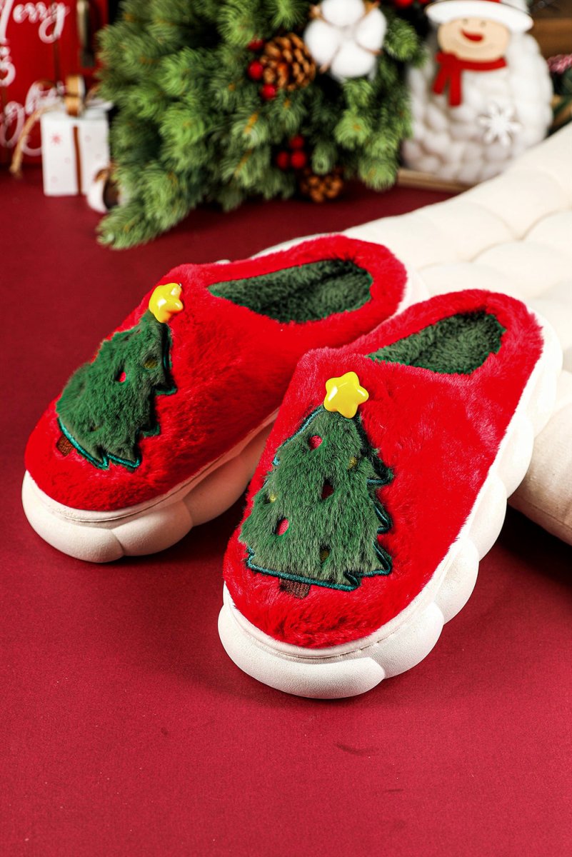 Pantuflas navideñas gruesas suela felpa interior árbol - Carmen Modas - Slides Shoes + Flip Flops