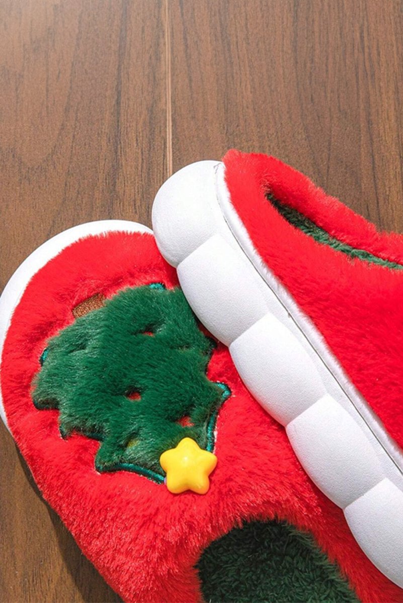 Pantuflas navideñas gruesas suela felpa interior árbol - Carmen Modas - Slides Shoes + Flip Flops