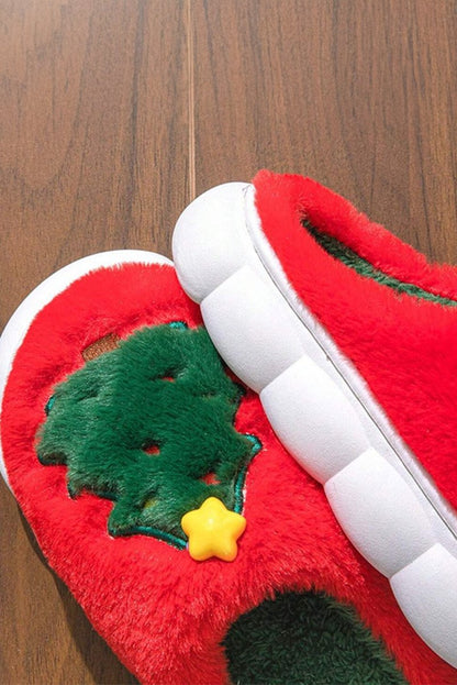 Pantuflas navideñas gruesas suela felpa interior árbol - Carmen Modas - Slides Shoes + Flip Flops