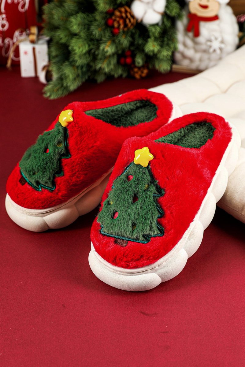 Pantuflas navideñas gruesas suela felpa interior árbol - Carmen Modas - Slides Shoes + Flip Flops