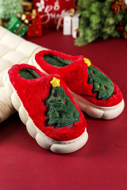 Pantuflas navideñas gruesas suela felpa interior árbol - Carmen Modas - Slides Shoes + Flip Flops