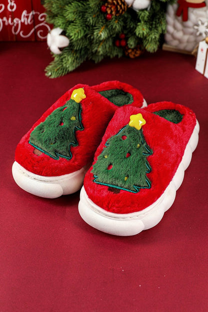 Pantuflas navideñas gruesas suela felpa interior árbol - Carmen Modas - Slides Shoes + Flip Flops