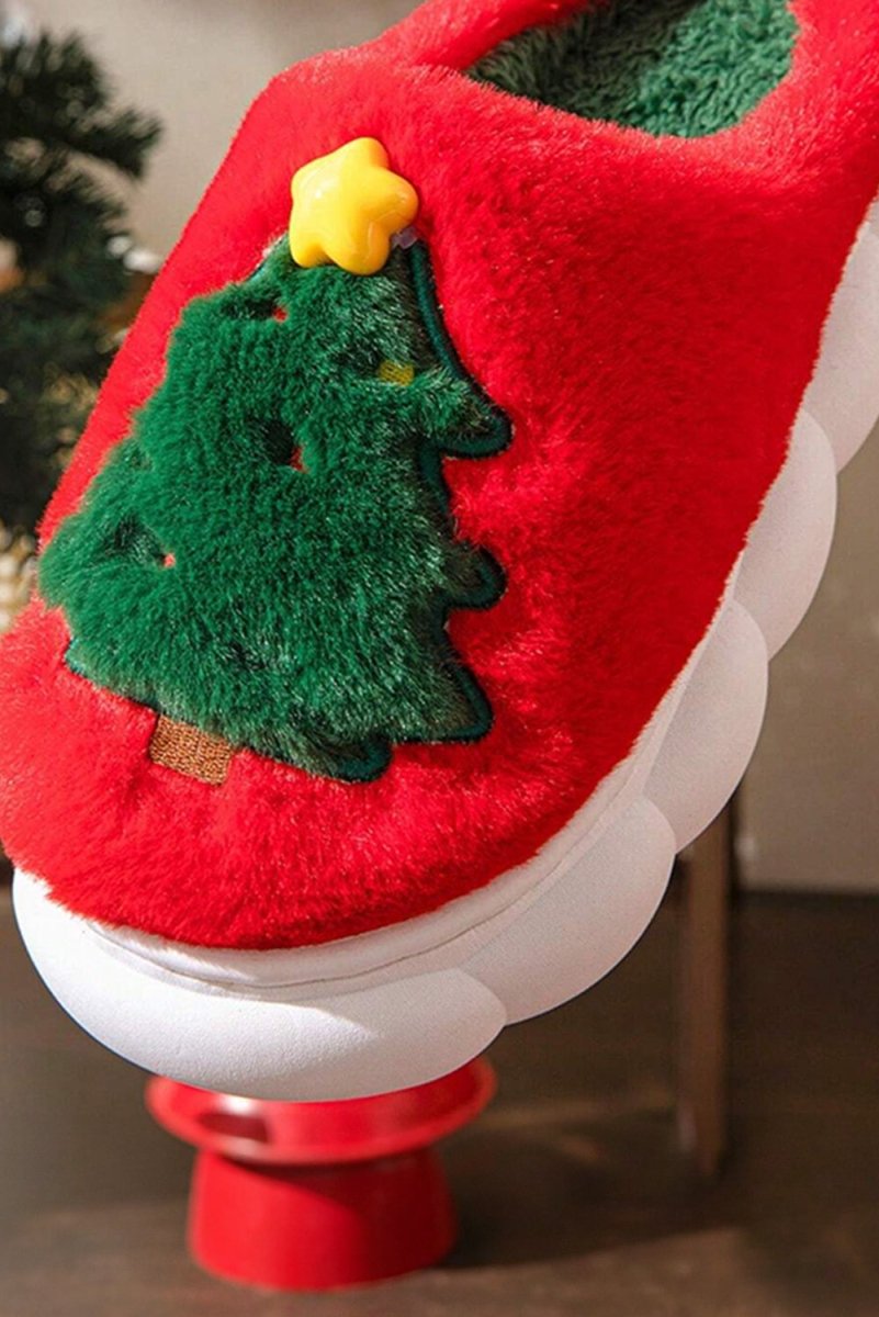 Pantuflas navideñas gruesas suela felpa interior árbol - Carmen Modas - Slides Shoes + Flip Flops
